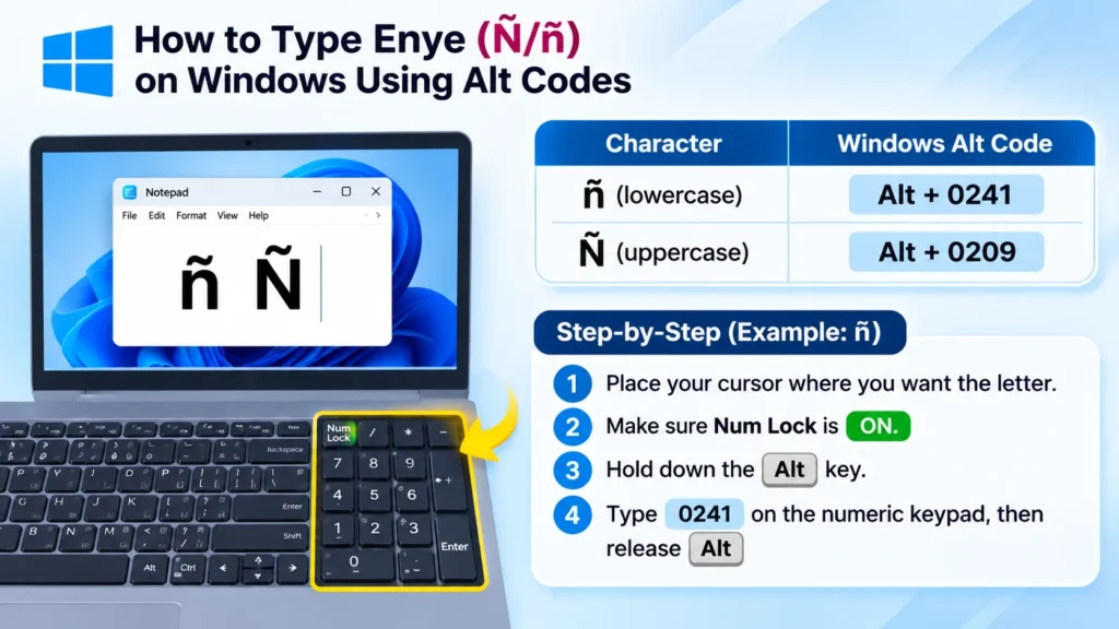 How to Type Enye on Windows Using Alt Codes